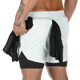 Shorts masculinos Double Cayer Jogger Men 2 em 1 calça curta Gyms Fitness embutido Bermuda Bermuda Praia de praia rápida Male 230131