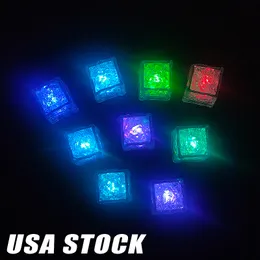 RGB Cube Lights Ice Decor Cubes Flash Liquid Sensor Water Submersible LED Bar Light Up For Club Wedding Party Stock i USA Nighting Lamps 960pack/Lot