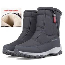 Bottes Hommes Chaussures D'hiver Pour La Neige Chaude Mi-mollet Épais En Peluche Femmes Coton 230201