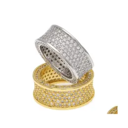 Pierścienie zespołowe męskie hop złoty pierścień biżuteria moda moda kamień szlachetny diament lodowy dla mężczyzn C3 Drop dostawa dhy4c