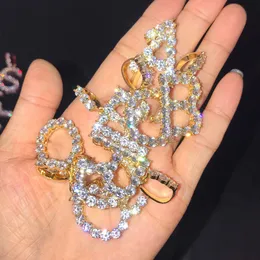 M￤n kvinnor mode bling cz sten anpassade namn bokst￤ver h￤nge halsband med gratis 3mm 24 tum repkedja fin smyckespresent