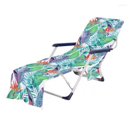 의자 덮개 여름 비치 타월 롱 스트랩 침대 덮개 야외 정원 수영장 선 레이저를위한 주머니가있는 주머니