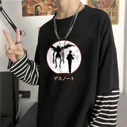 Men's T-Shirts Japan Anime Manga Death Note T Shirt Harajuku Cool Cartoon Yagami Light Print Short Sleeve Clothes Streetwear Stripes T-shirts Y2302