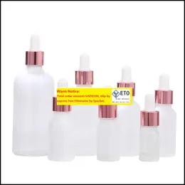 Bottiglie Imballaggio Ufficio Scuola Business Industriale Bottiglia di vetro smerigliato trasparente Contagocce pipetta reagente liquido Con olio essenziale tappo oro rosa