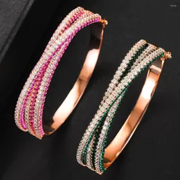 Bangle Jimbora Original Tangled Lines Cuff Jewelry For Women Full Micro Cubic Zircon Girls Party 2023