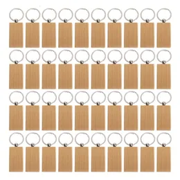 Schlüsselanhänger, Schlüsselbänder, 40 Stück, leere Holzkette, rechteckige Gravur, DIY-Holzanhänger, zum Gravieren von Geschenken 230131
