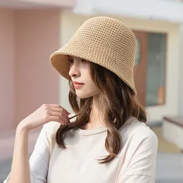 Geniş Memlu Şapkalar Yeni Nefes Alabilir Kova Şapkası Kadınlar Yaz Saman Şapkaları Kadın Moda Seyahat Panama Lady Güneşlik Güneş Koruyucu Güneş Havza Kapakları G230131