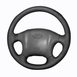 Tampa de volante costurada de couro de alta qualidade personalizada para Hyundai Tucson 2006-2014