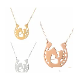 Collane con ciondolo Movie Horse Girl Neckalce Acciaio inossidabile e gioielli con collana Drop Delivery Pendenti Otd98