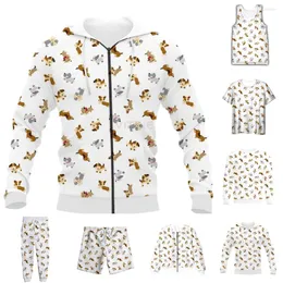 Traccetti da uomo Funny 3D T-shirt per cani da animale a stampa completa/felpa/felpa con cappuccio/giacca sottile/pantaloni quattro stagioni Casual Suit V53