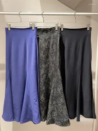 Kjolar japanska eleganta smala fisktail kjol för kvinnor hög midja bodycon solid vintage feminin jupe femme höst vinter 2023 faldas