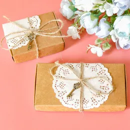 Geschenkverpackung 10Set DIY Multi -Size natürliche Kraftpapierverpackungsschachtel handgefertigte Süßwarenkoffer Hochzeitsfeier Vorräte Vorräte