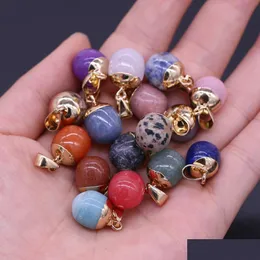 السحر 13x18mm semiprecious stone ball quartz الشفاء reiki crystal pendant قلادة DIY أقراط النساء مجوهرات أزياء تجد dhgarden dhe87