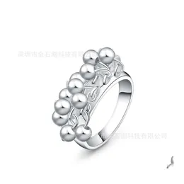 Cluster Ringe 925 Sterling Silber Glatte Traubenperlen Ring für Frauen Mode Hochzeit Verlobungsfeier Geschenk Charm Schmuck 1238 T2 Drop De DHE5L