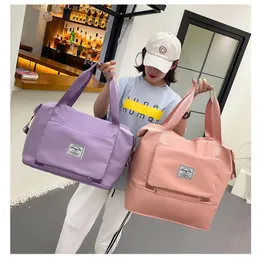 Duffel Bags Foldable Travel Bag For Women 2023 Nylon Shrink Large Capacity Yoga Fitness Clothing Airport Storage Shoulder Sac