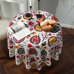 Tkanina stołowa okrągłe obrus bawełniany bohemia haft koronkowy super miękki grube dekoracja do posiłków