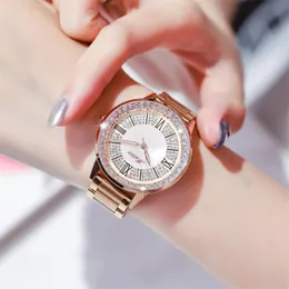 Armbandsur Luxo Ladies Watch Crystals Clocks Meibin Geometric Polygon Dial Starry Rostfritt Steel Retro Design Läder Band Watches