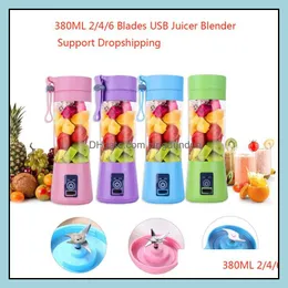 Fruit Vegetable Tools 6 Blades Portable Usb Electric Tool Juicer Maker Blender Handheld Rechargeable Cup Smoothie Squeezer Food Mi Ot9Zj