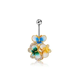 Navel Bell Button Rings 4Pcs / Lots Body Jewelry Piercing Butterfly Belly Ring Acciaio medico Ombelicale 195 W2 Drop Delivery Dheu7