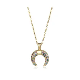 Pendant Necklaces Fashion Designer Rainbow Cz Moon Pendants For Woman Colorf Zircon Crescent Necklace Trendy Chain Jewelry Drop Deliv Otvl9