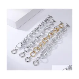 Link Chain Mtilayer Hollow Thick Matte Gold Sier Color Link Bracelet For Women Gifts Friends Jewelry Wholesale C3 Drop Delivery Brac Dhqhj