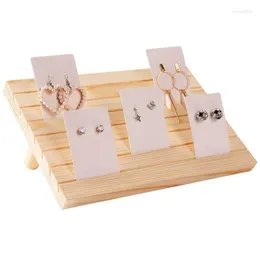 Jewelry Pouches Bags Pouches Wooden Earring Card Holder Display Stand Rack With 10Pcs Cardboard For Show Drop Delivery Packaging Dhelw