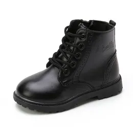 Turnschuhe Jungen Stiefel Mädchen Schwarz Leder Klassisch Kinder Knöchel Größe 2137 Crosstied Kinder Weich Herbst 230202