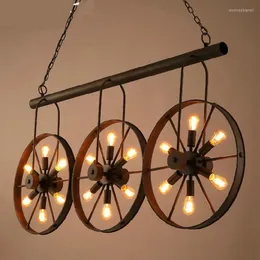 Lampy wiszące loft American Creative Personality Lights Industrial Retro Wind Kutnie żelazne Koła Kawa LU80133