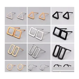 Ohrstecker Mode 3 Farben Punk Einfache Geometrie Ohrringe Minimalist Recs Dreieck Runde Ohr Schönes Geschenk Legierung Drop Lieferung Schmuck Otrmt