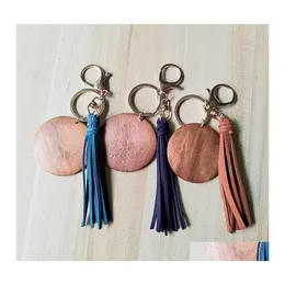 Key Rings Tassels Circar Wooden Keyring 5Cm Pendant Decorative Chains Women Jewelry Gift Delicate Solid Color 3 3Tw Q2 Drop Delivery Dhvdn