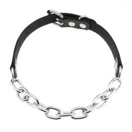 Choker vintage gotiskt svart rött läder för kvinnor hiphop rock punk geometriska kedja halsband krage krage