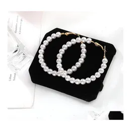 Hoop Huggie Fashion Pearls Orecchini per le donne Oversize Pearl Circle Ear Rings Sweet Korea Style Design Jewelry Drop Delivery Ot1Mf