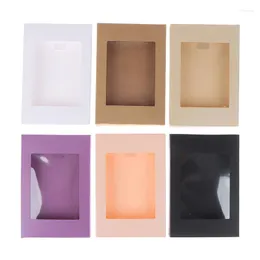 Geschenkpapier, 5 Stück, gemischte Farben, Kraftpapier-Box, romantische Hochzeit, transparentes Fenster, Süßigkeiten, Schokolade, Kekse, Verpackung