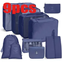Bolsas de armazenamento 9pcs Travel Organizer Bag São de embalagem Caixa de embalagem Roupas e sapatos portáteis