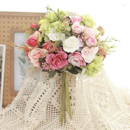 Dekoracyjne kwiaty sztuczne maria róża ślubna ręczna jedwabny bukiet stół domowy dekoracja impreza