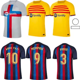 22 23 LEWANDOWSKI maglie da calcio MEMPHIS BarcelonaS BARCA 4a camiseta de futbol AUBA PEDRI ANSU FATI COUTINHO F.DE JONG DEST GAVI ADAMA maglie da calcio uomo kit