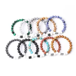 Pärlstav 8mm vit färgad lava sten chakra strand armband för kvinnor män yoga buddha energy smycken droppleverans dhgarden dh8j3