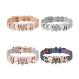 Catena a maglie Cuore di cristallo Stella Diapositiva Bracciali con custode di fascino Bracciale a maglia fine in acciaio inossidabile Gioielli di Natale Amico Amicizia D Dhyb5