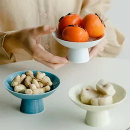 Talerze Europejska ceramiczna taca owocowa Wysoka deser cukierka do przechowywania biżuteria