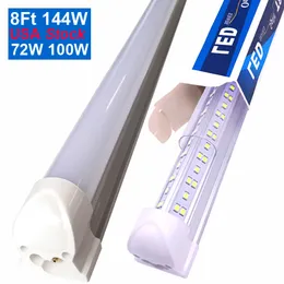 8ft Integrated LED Tube Light V Shape 72W 100W 144W butiksljus fungerar utan T8 Ballast Clear Lens Cover, Cold White 6000K Pack med 25 st.