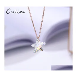 Pendant Necklaces Crystal Glass Starfish Necklace For Women Transparent Austrian Shining Star Charm Jewlery Gifts Drop Delivery Jewe Otsjz