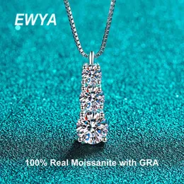 Pendant Necklaces EWYA Trendy 925 Sterling Silver Real 1.8ct Moissanite Pendant Necklace for Women Anniversary Diamond Necklaces Fine Jewelry Gift G230202