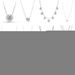 Pendanthalsband 2021 Ny % 925 Sterling Silver Pan Sparkling Double Halo Collier Necklace Heart Family Tree Collier Fit Party Gift G230202