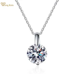 Подвесные ожерелья Wong Rain Classic 925 Стерлинговое серебро VVS D Цвет 1-3CT Реальные мойссанитовые бриллианты Циркон Гемемстоун Броничный колье с тонкими украшениями G230202