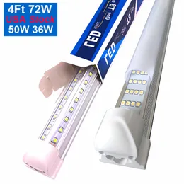 Stock negli Stati Uniti a forma di V 4ft 5ft 6ft 8ft Led Tubes T8 Cooler Lights Integrated Double Sides SMD2835 96 Inch Door Shop Freezer Lamps AC 852-65V oemled