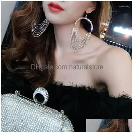 Dangle Chandelier Earrings Fashion Sexy Long Tassel Crystal Womens Pendant Shiny Rhinestone Statement For Bar Party Jewelry Drop De Dhms0