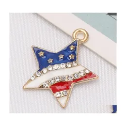 Pendanthalsband 100st Patriotic Red White Blue Rhinestones American USA US Flag Star Necklace 4th of JY Jewelry D9BSN 722 Q2 DHPZR