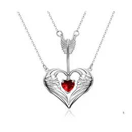 Подвесные ожерелья Mtilayer One Arrow Pireched Collese Stones Heart for Women Girl