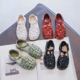 Mädchen Römischen Sandalen 2022 Sommer Kinder Feste Farbe Schuhe Weiche Sohle Prinzessin Weben Mode Nicht-Slip Strand Schuh 0202