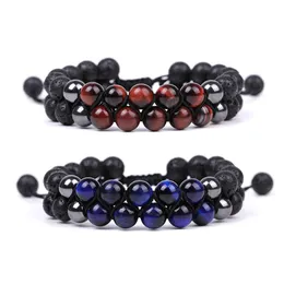 Perlen Doppelschichten Grün Rot Tigerauge Stein Strang Geflochtenes Armband Weibliche Heilenergie Yoga Für Männer Frauen Schmuck Geschenk Dhgarden Dh14C